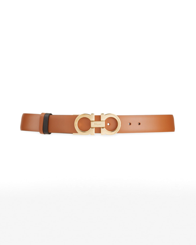 Ferragamo Reversible Leather Gancini Belt In Sella