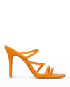 Black Suede Studio Cindy Strappy Stiletto Slide Sandals In Marigold Leather