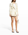 Rag & Bone Ivy Plaid High Waist Cotton Shorts In Ylwplaid