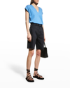 Frame Le Mid Rise V-neck Tee In Camel
