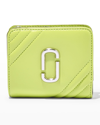 Marc Jacobs Mini Compact Lambskin Wallet In Green Glow/silver