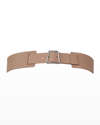 Akris Trapezoid Buckle Leather Belt In Cardboard