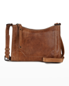 Frye Melissa Antique Leather Zip Crossbody Bag In Beige