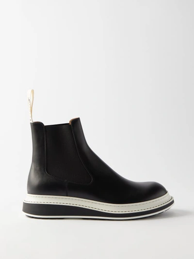 Loewe Two-tone Leather Chelsea Boots In Black