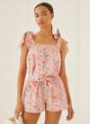 Something Navy Floral Tie Shoulder Top In Pink/floral