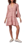 Faherty Kasey Organic Cotton Tiered Dress In Sunwashed Dusty Rose
