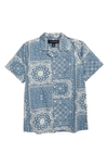 Treasure & Bond Kids' Button-up Camp Shirt In Blue Mirage Bandana Mix