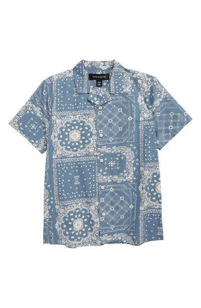 Treasure & Bond Kids' Button-up Camp Shirt In Blue Mirage Bandana Mix