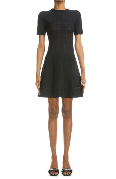 Givenchy Embossed Jacquard Fit-and-flare Dress In Black