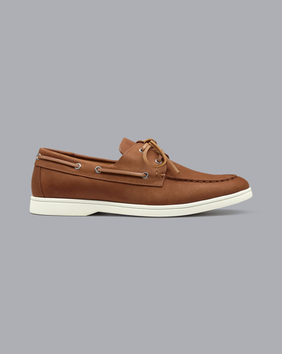 Charles Tyrwhitt Nubuck Boat Shoes In Brown