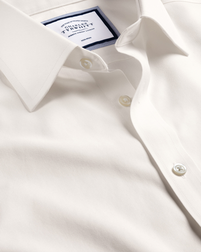 Charles Tyrwhitt Non-iron Twill Cotton Dress Shirt In Neutral