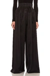 The Row Trude Pleated Silk And Wool-blend Wide-leg Pants In Black