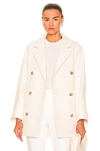 Max Mara Guinea Notched-lapels Wool-blend Coat In Optical White