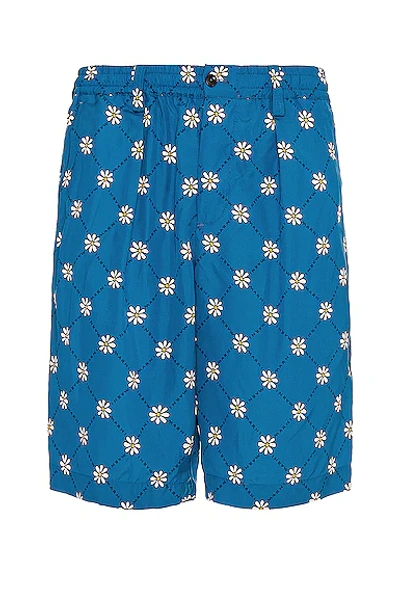 Marni Daisy-print Track Shorts In Blue