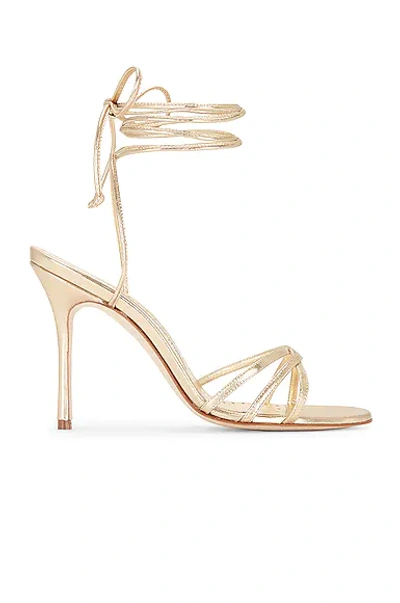 Manolo Blahnik Leather Leva 105 Sandal In Gold