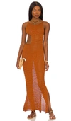 Savannah Morrow + Net Sustain Tiva Open-back Crocheted Pima Cotton Maxi Dress In Burnt Orange