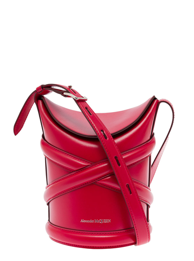 Alexander Mcqueen Woman's The Curve Small Red Leather Crossbody Bag