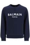 Balmain Flocked Logo Sweatshirt In Blue
