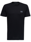 Dolce & Gabbana Black T-shirt With Logo Tag Detail On The Front In Black