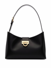 FERRAGAMO SALVATORE FERRAGAMO WOMAN'S TRIFOLIO BLACK LEATHER SHOULDER BAG