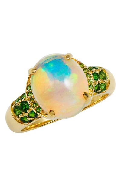 Savvy Cie Jewels 18k Gold Plated Sterling Silver Ethiopian Opal & Chromediopside Ring In Green