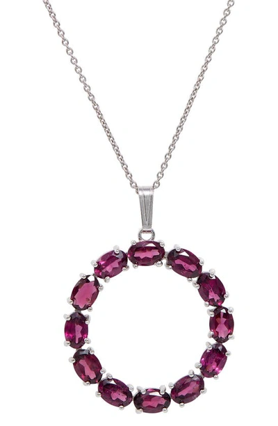 Savvy Cie Jewels Sterling Silver Rhodolite Pendant Necklace In Red