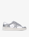 GOLDEN GOOSE GOLDEN GOOSE WOMENS SILVER WOMEN’S STARDAN 80185 GLITTER AND LEATHER LOW-TOP TRAINERS,58173771