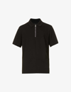 GIVENCHY GIVENCHY MEN'S BLACK ZIPPED BRANDED-HARDWARE REGULAR-FIT COTTON-PIQUÉ POLO SHIRT,56875035