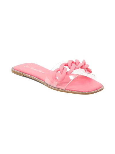 Ninety Union Women's Tampa Chain Link Vinyl Slides In Fuchsia