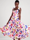 Kate Spade Summer Flowers Tiered Ruffle Cotton Dress In Cream Multi