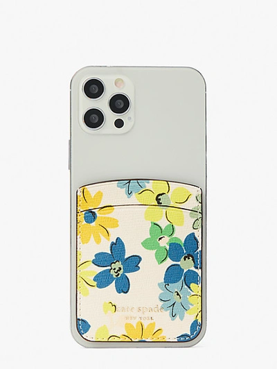Kate Spade Spencer Floral Medley Sticker Pocket In Parchment Multi