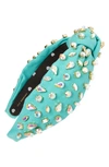 Lele Sadoughi Candy Crystal-embellished Cotton Knotted Headband In Turquoise Rainbow