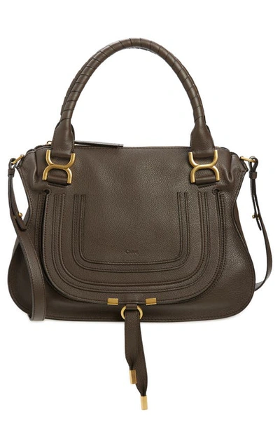 Chloé Marcie Medium Zip Leather Satchel Bag In Brown