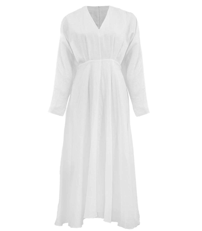 Alejandra Alonso Rojas Long Sleeve V Neck Dress In White