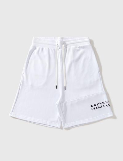 Moncler Embroidered Strike Out Cotton Sweat Shorts In White