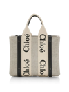 Chloé Women's Small Woody Canvas Tote In White Blue
