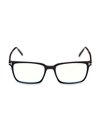 Tom Ford Rectangle 55mm Blue Filter Eyeglasses In Shiny Black