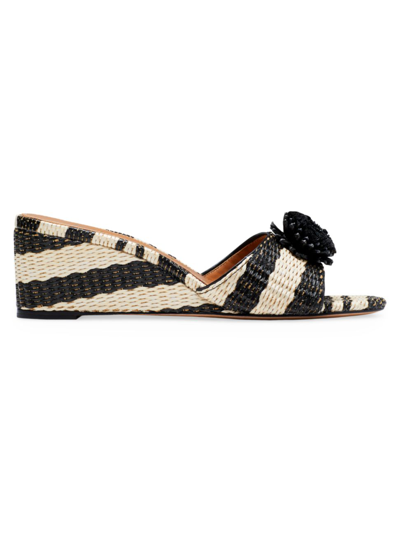 Kate Spade Seville Slip-on Wedge Sandals In Black/natural