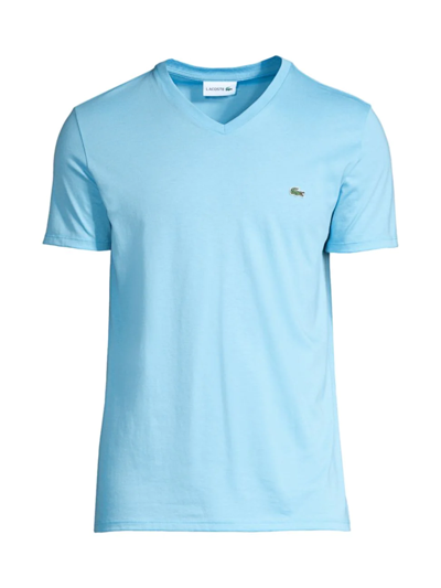 Lacoste Men's V-neck Pima Cotton Jersey T-shirt - Xl - 6 In Blue