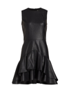 Shoshanna Bristol Faux Leather Minidress In Black