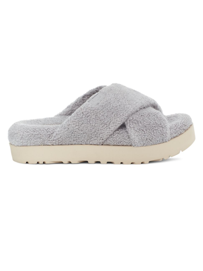 Ugg Fuzz Sugar Terry Cross Slide In Grey