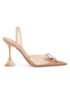 Amina Muaddi Rosie Crystal-embellished Transparent Slingback Pumps In Tan White