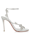 CHRISTIAN LOUBOUTIN WOMEN'S JOLI QUEEN 100 CRYSTAL-EMBELLISHED ANKLE-STRAP SANDALS