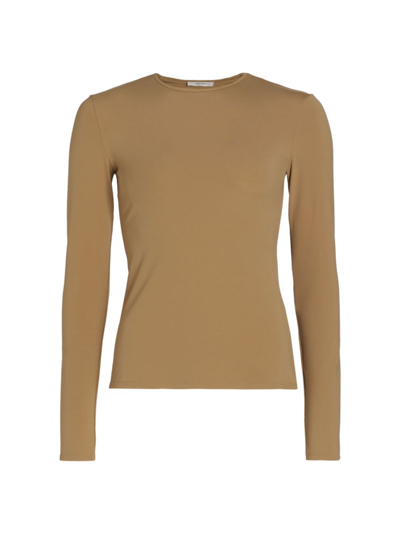 The Row Iverness Jersey Crewneck Knit Top In Tan
