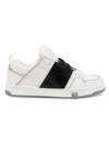 Valentino Garavani Open Skate Contrast-stripe Leather And Woven Low-top Trainers In White Black