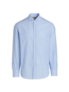 Brunello Cucinelli Slim-fit Spread-collar Cotton-chambray Shirt In C012 Cloud