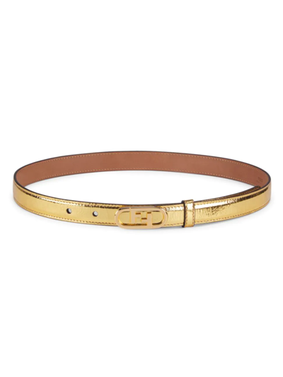 Fendi Ff Oval Buckle Leather Belt In Oro