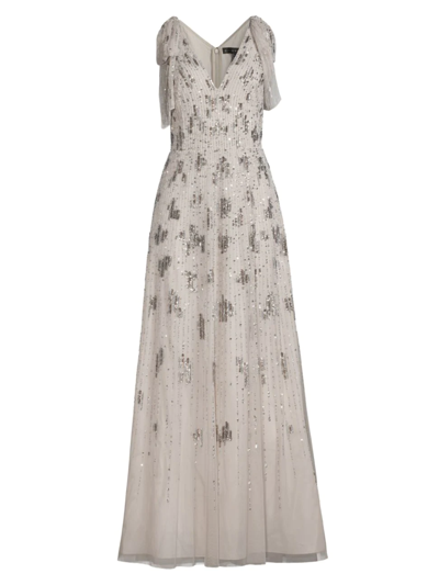 Aidan Mattox Sequined Gown In Grey