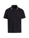 Theory Fowler Relay Jersey Tipped Polo Shirt In Black Lime