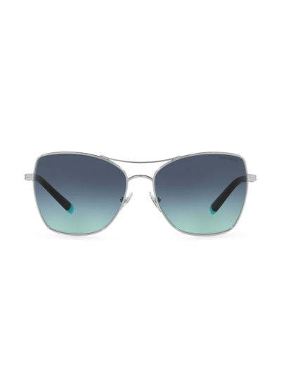 Tiffany & Co Diamond Point 59mm Square Sunglasses In Silver